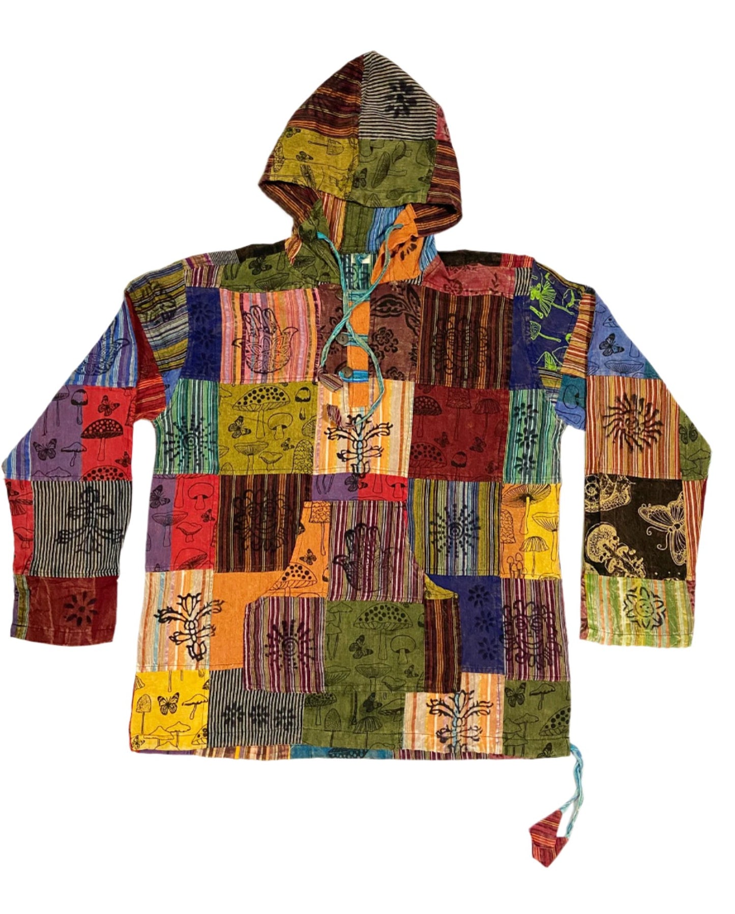 Full Patchwork Cotton Hoodie Kurthas