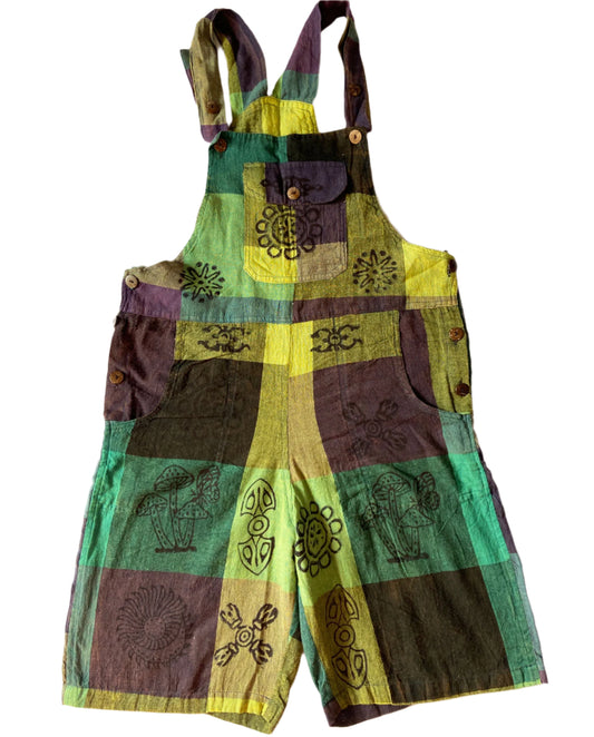 Block Printed Short Dungarees