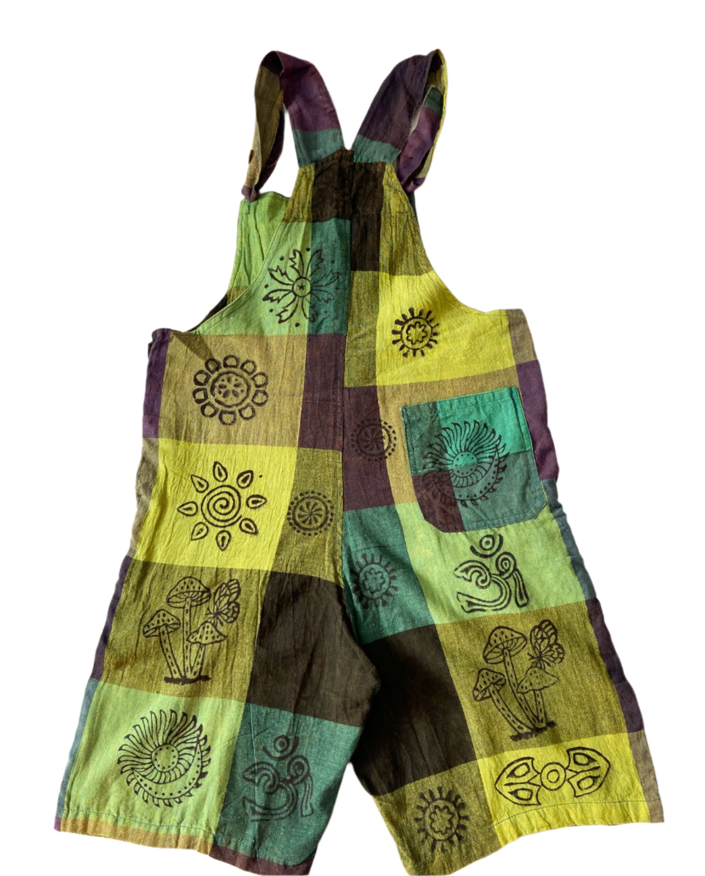 Block Printed Short Dungarees