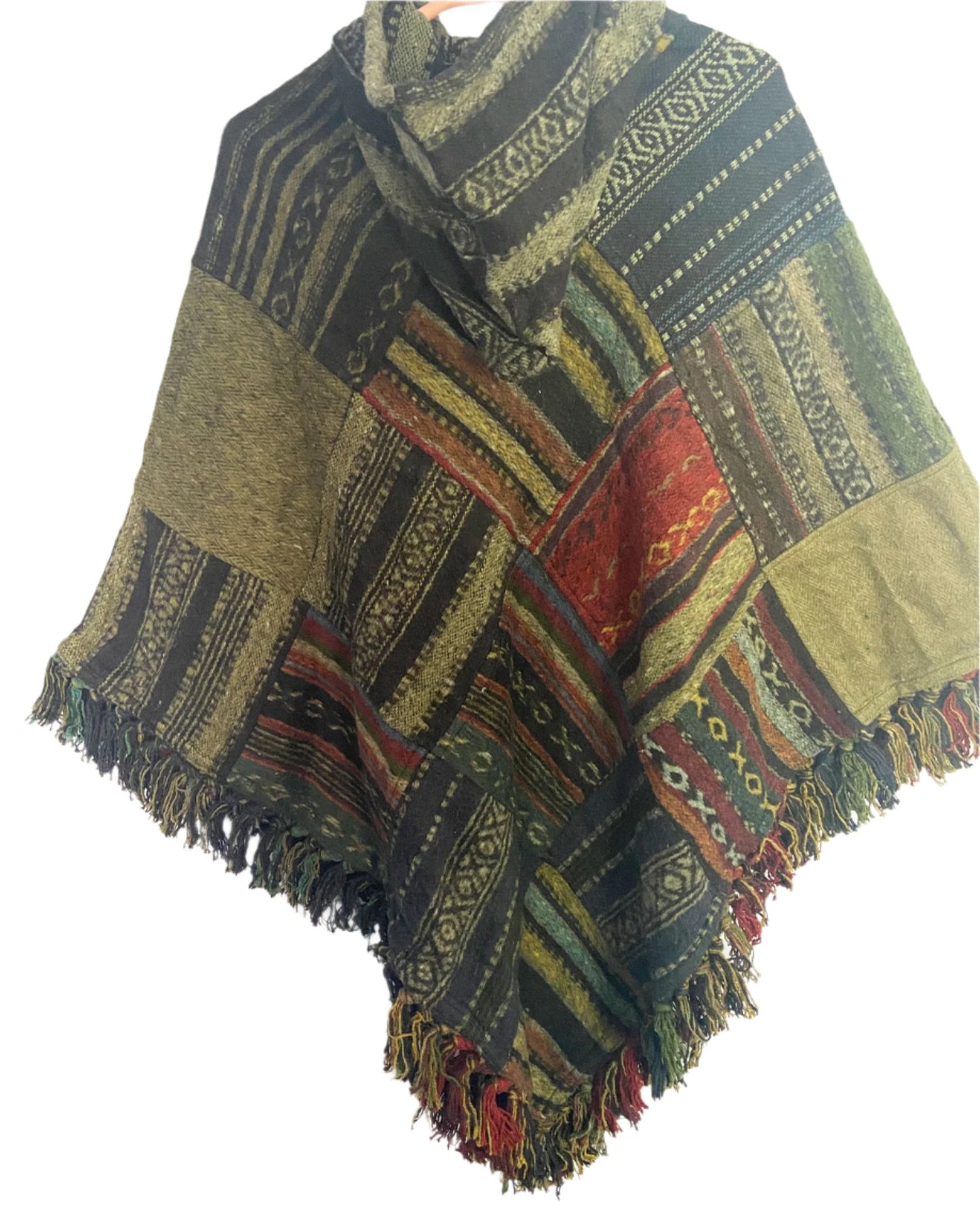 Stonewashed Patchwork Cotton Ponchos