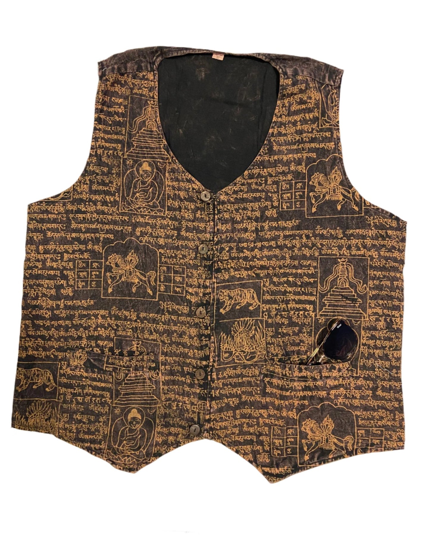 Letter Print Cotton Waist Coat Jackets