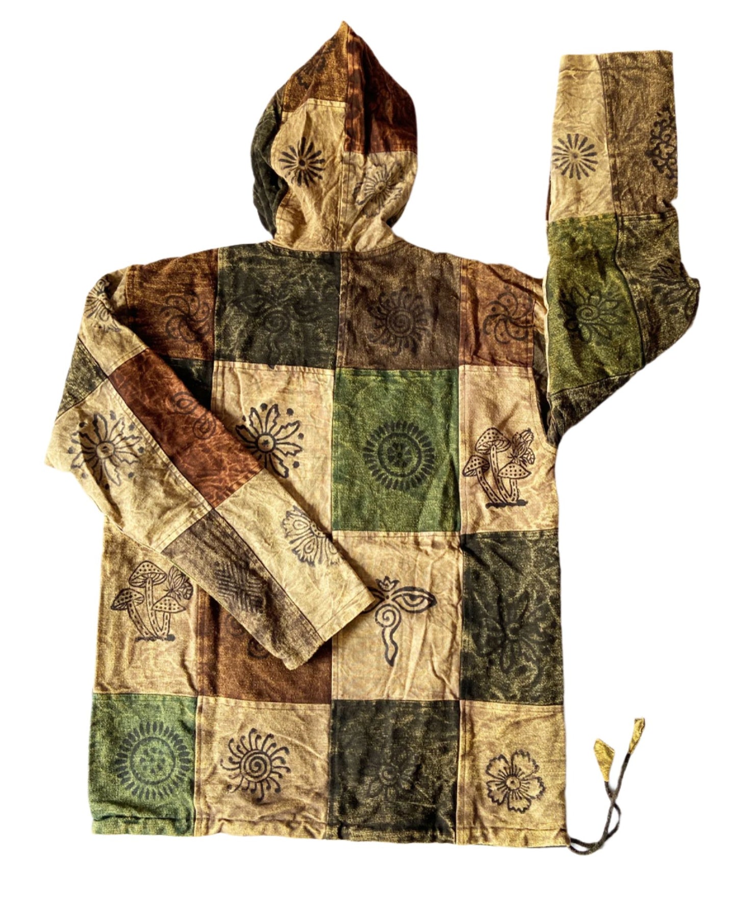 Stonewashed Patchwork Cotton Jackets