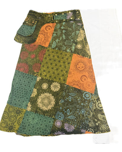 Belt Bag Patchwork Long Skirts