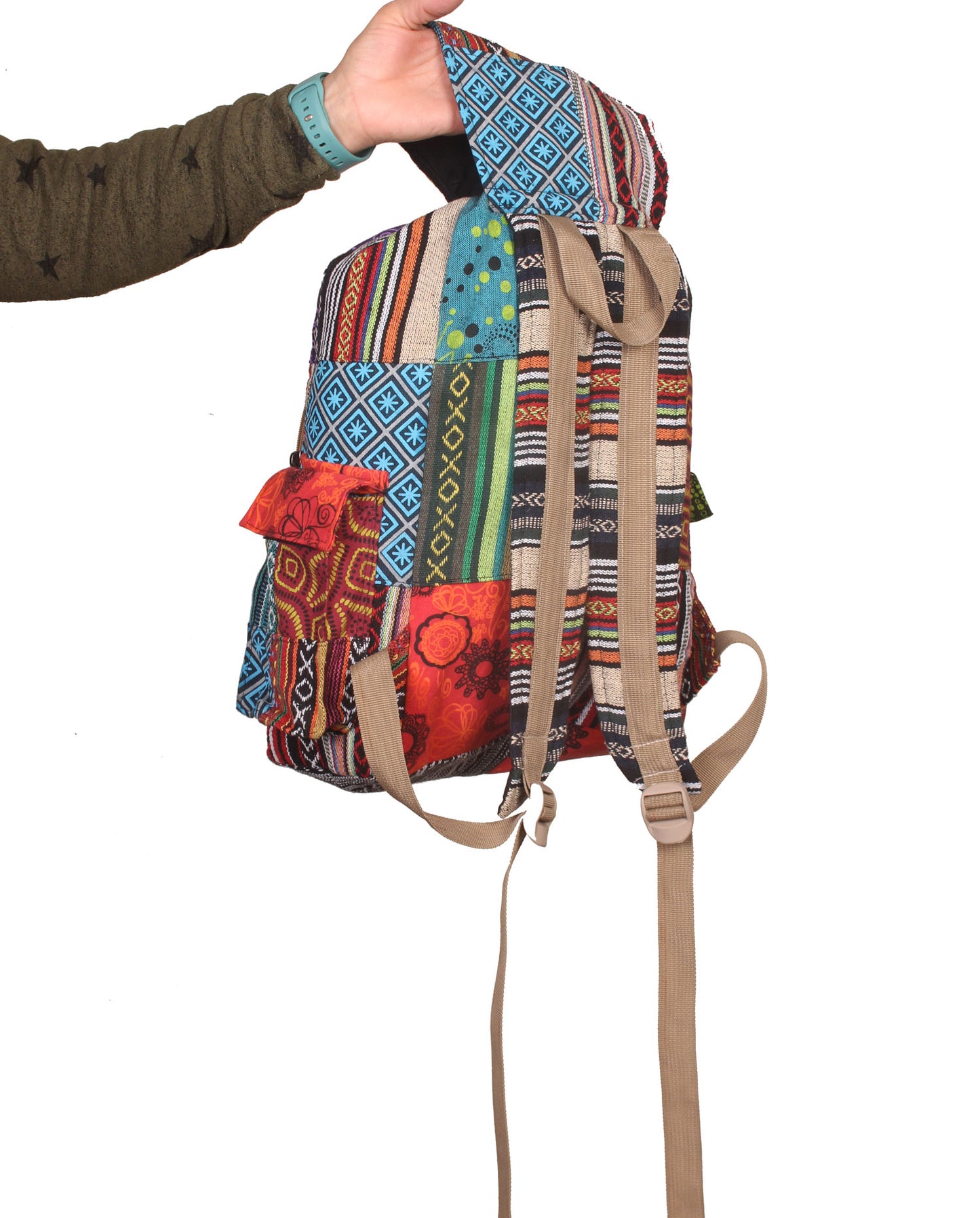 Multicolor Patchwork Rucksack Backpack