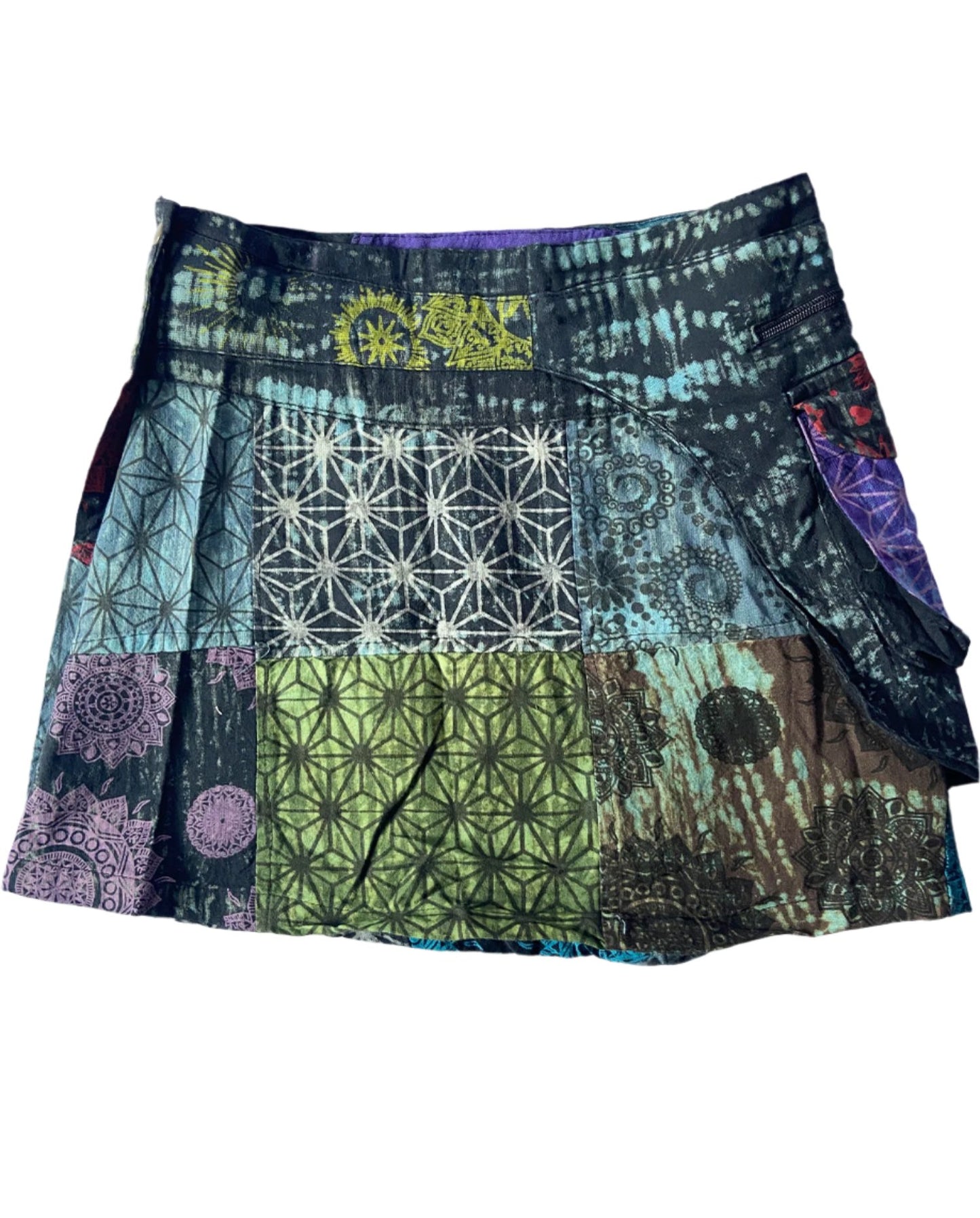 Multi Print Patchwork Cotton Wrap Skirts