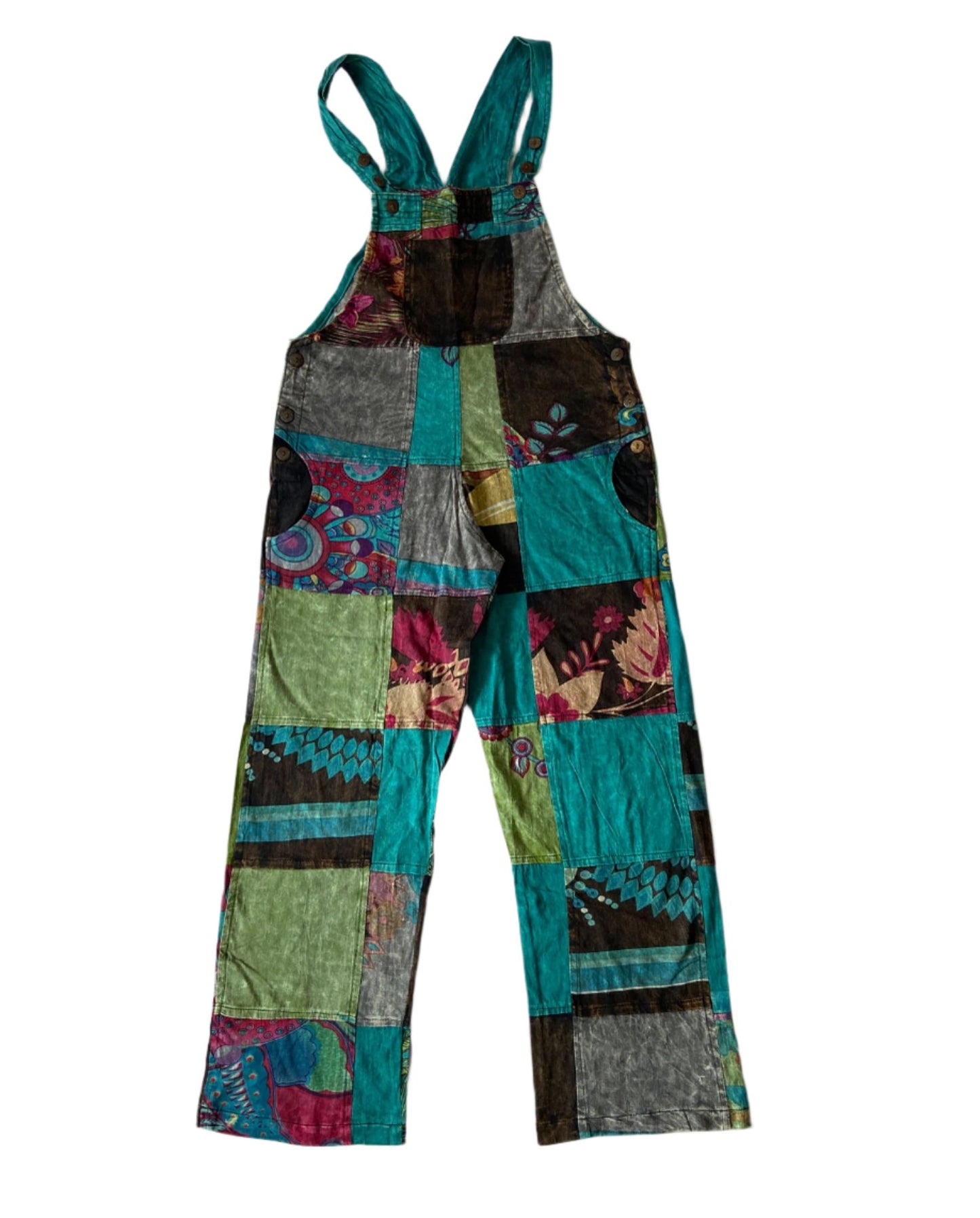 Straight Leg Patchwork Overalls Trousers