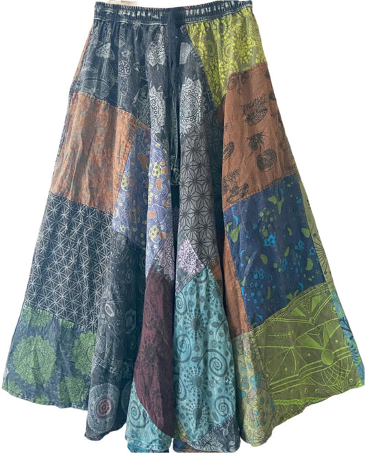 Long Patchwork Cotton Skirts