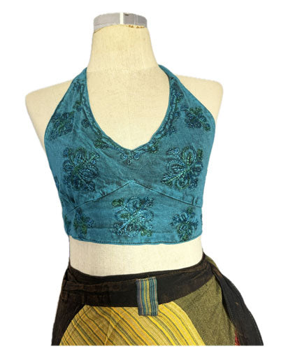 Embroidery Halter Cotton Tops