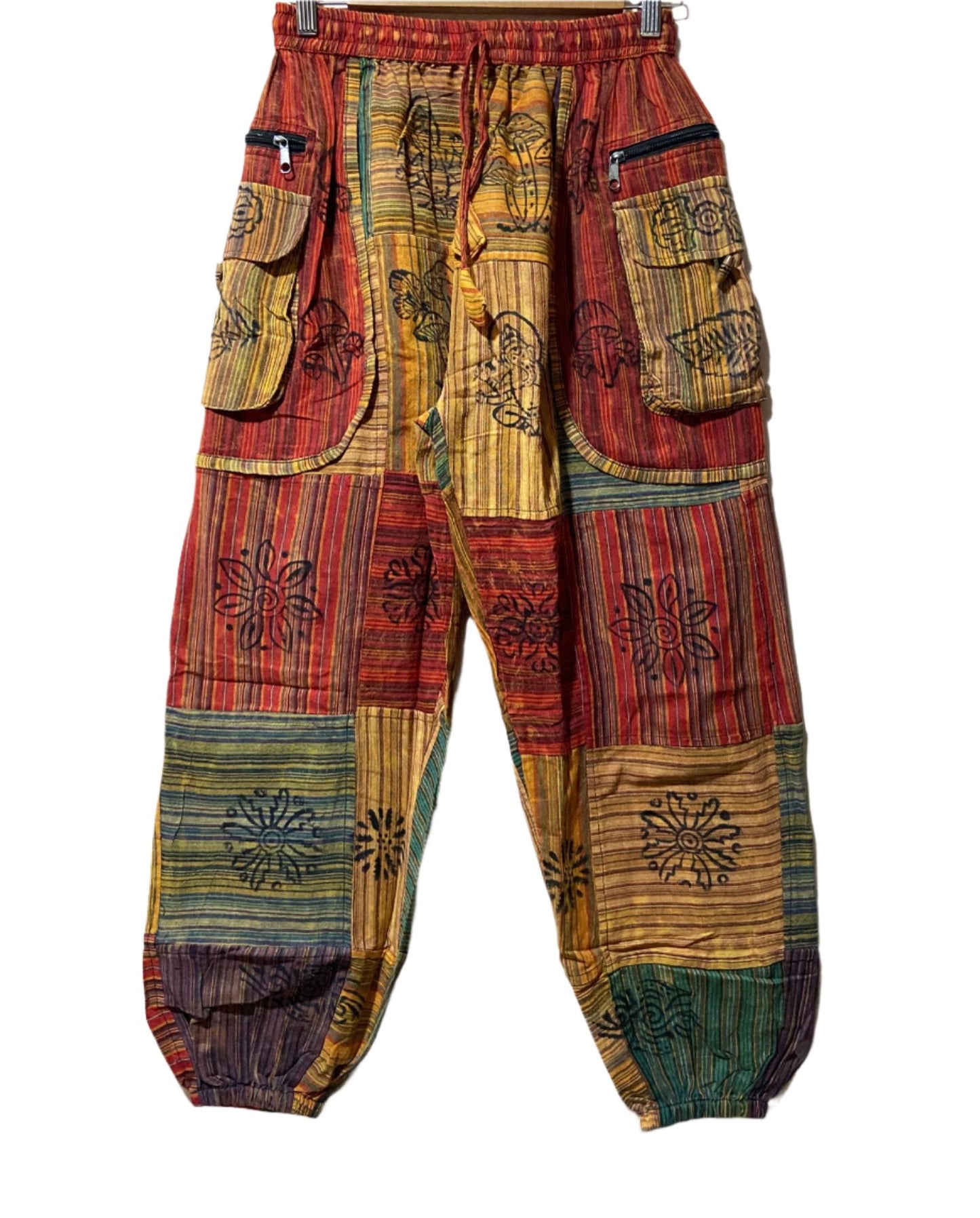 Money Belt Patchwork Cotton Trousers