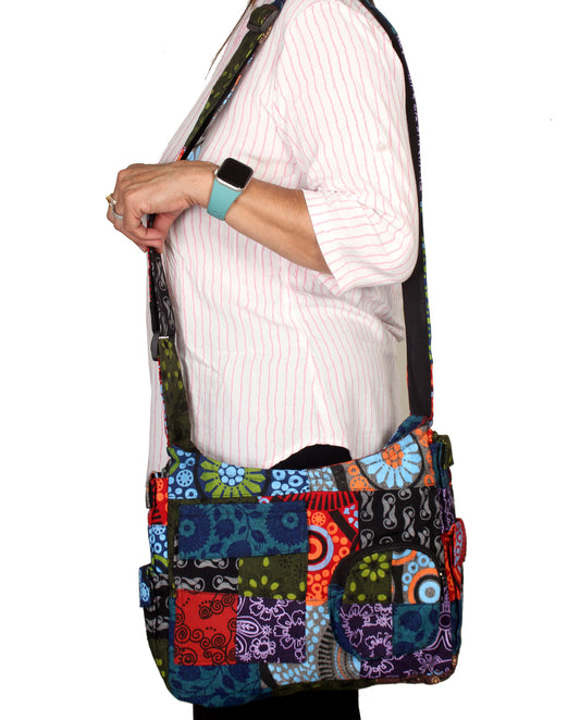 Full Patchwork Cotton Shoulder Bag