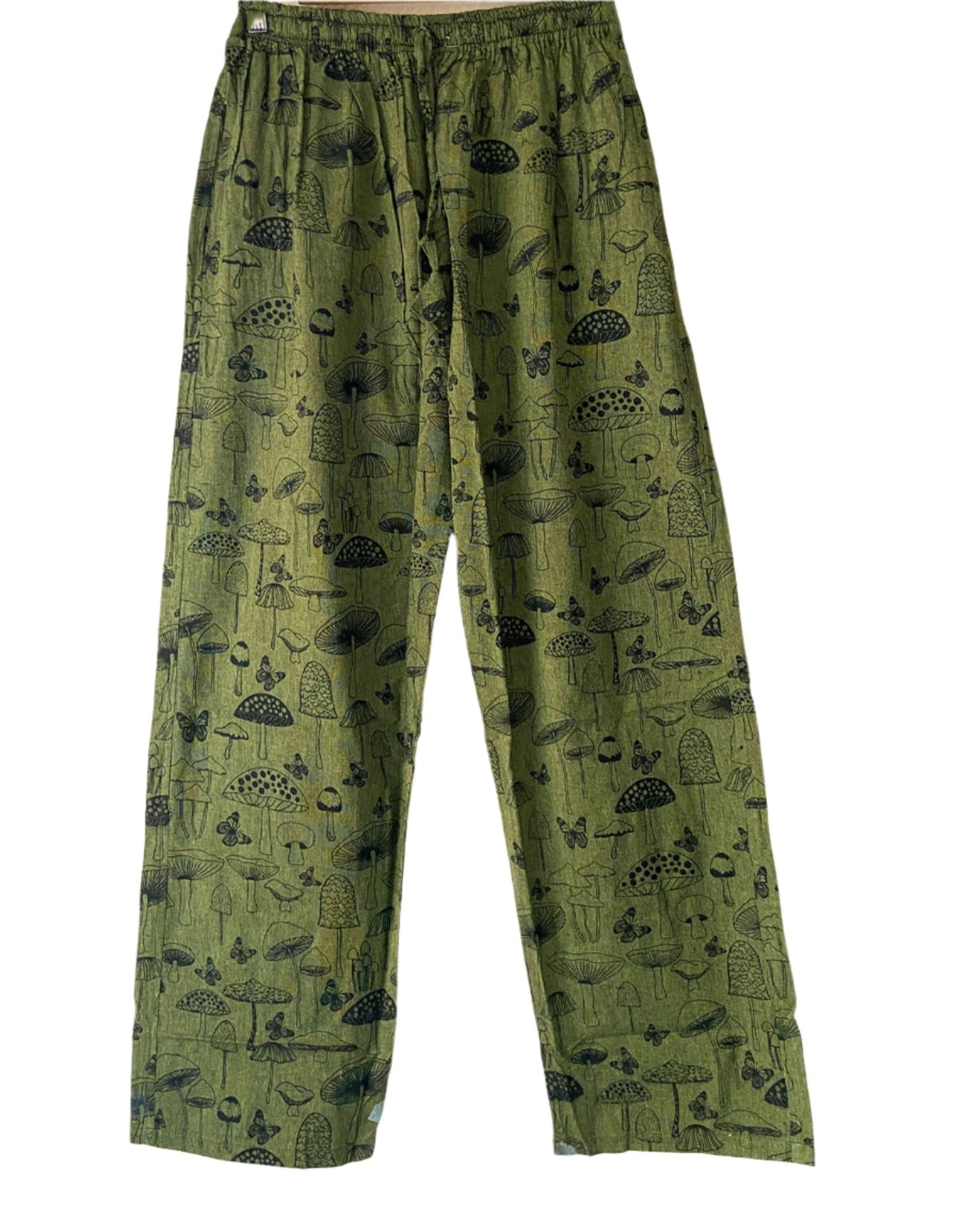 Mushroom Print Cotton Trousers