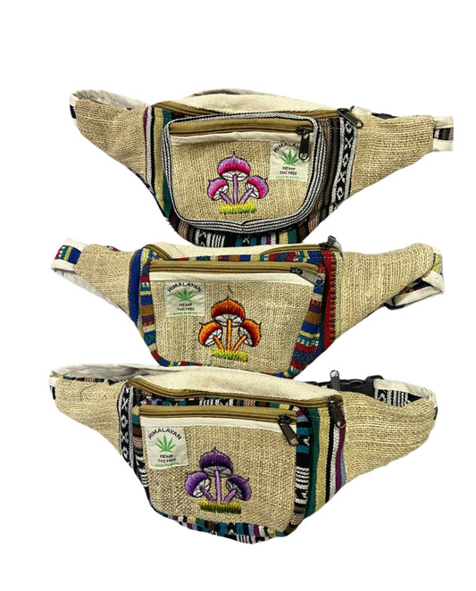 Mushroom Embroidery Hemp Fanny Packs