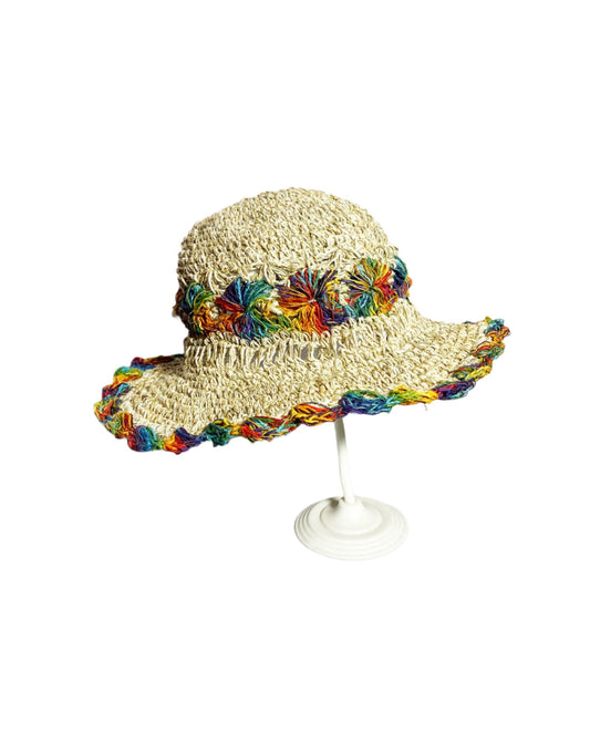 Crochet Rainbow Flower Hemp Hats