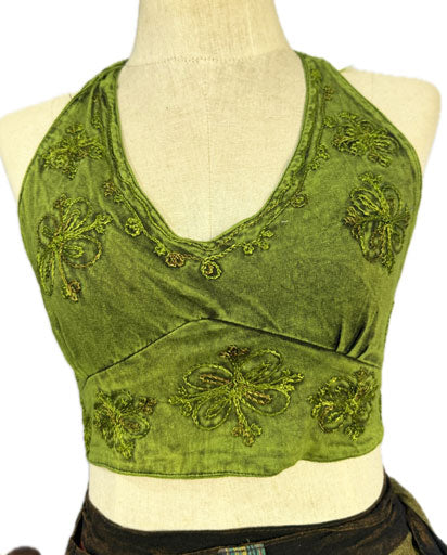 Embroidery Halter Cotton Tops