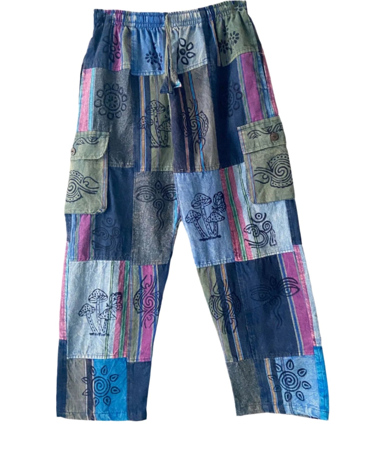 Thick Fabric Cotton Patch Trousers