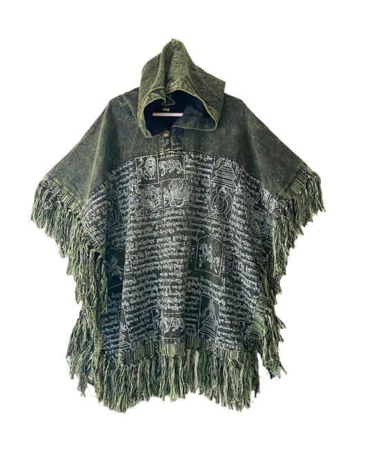 Stonewashed Square Cotton Ponchos