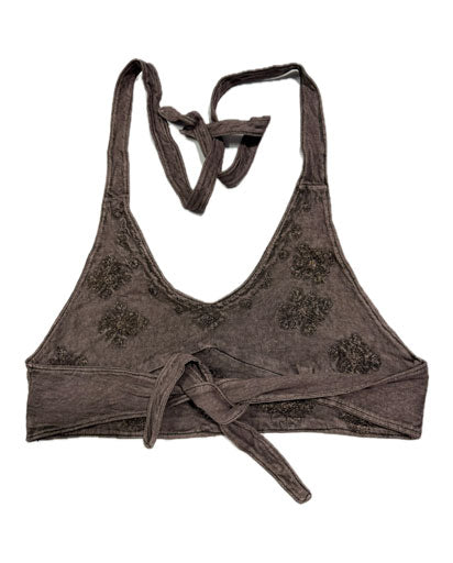 Embroidery Halter Cotton Tops