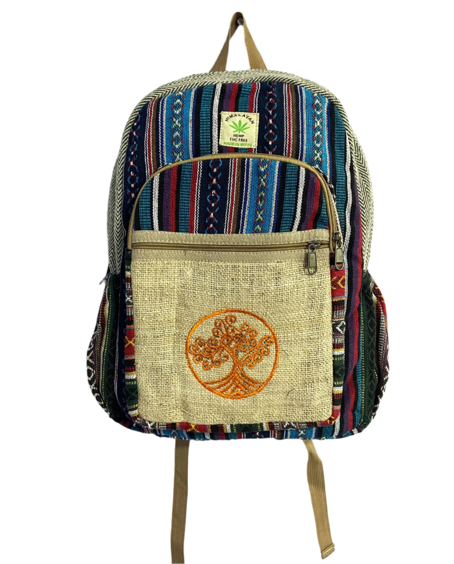 Tree Embroidery Hemp Backpacks