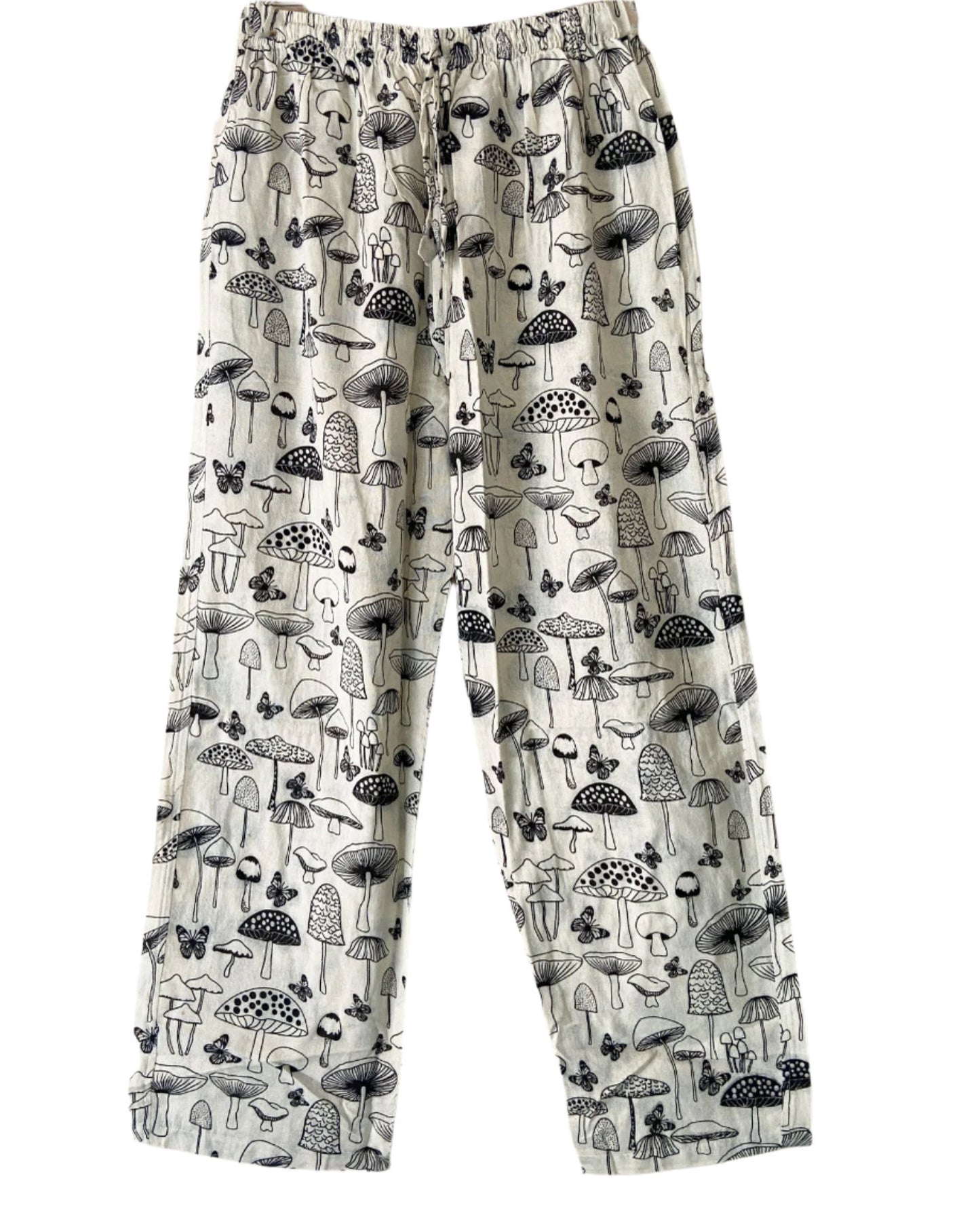 Mushroom Print Cotton Trousers