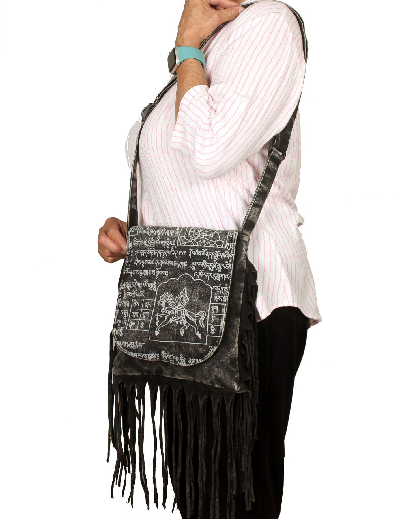 Stonewashed Cotton Fringe Bags