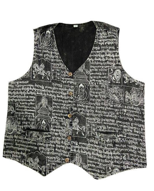 Letter Print Cotton Waist Coat Jackets