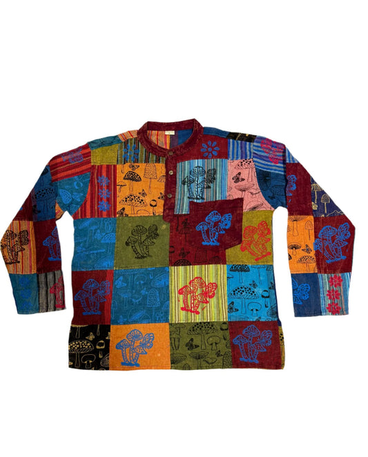 Patchwork Block Print Cotton Shirts