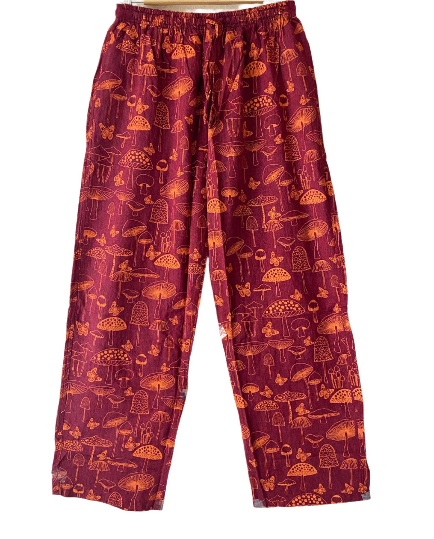 Mushroom Print Cotton Trousers