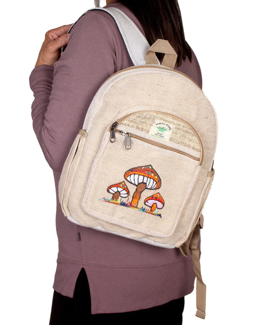 Mushroom Embroidery Hemp Backpacks