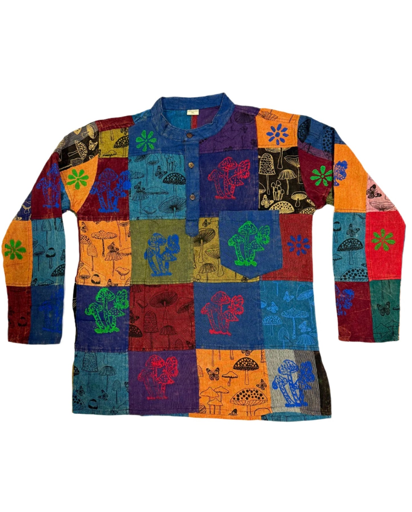 Patchwork Block Print Cotton Shirts