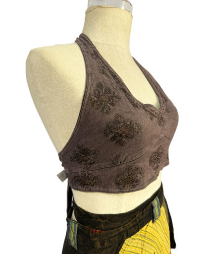 Embroidery Halter Cotton Tops