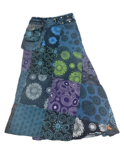Belt Bag Patchwork Long Skirts