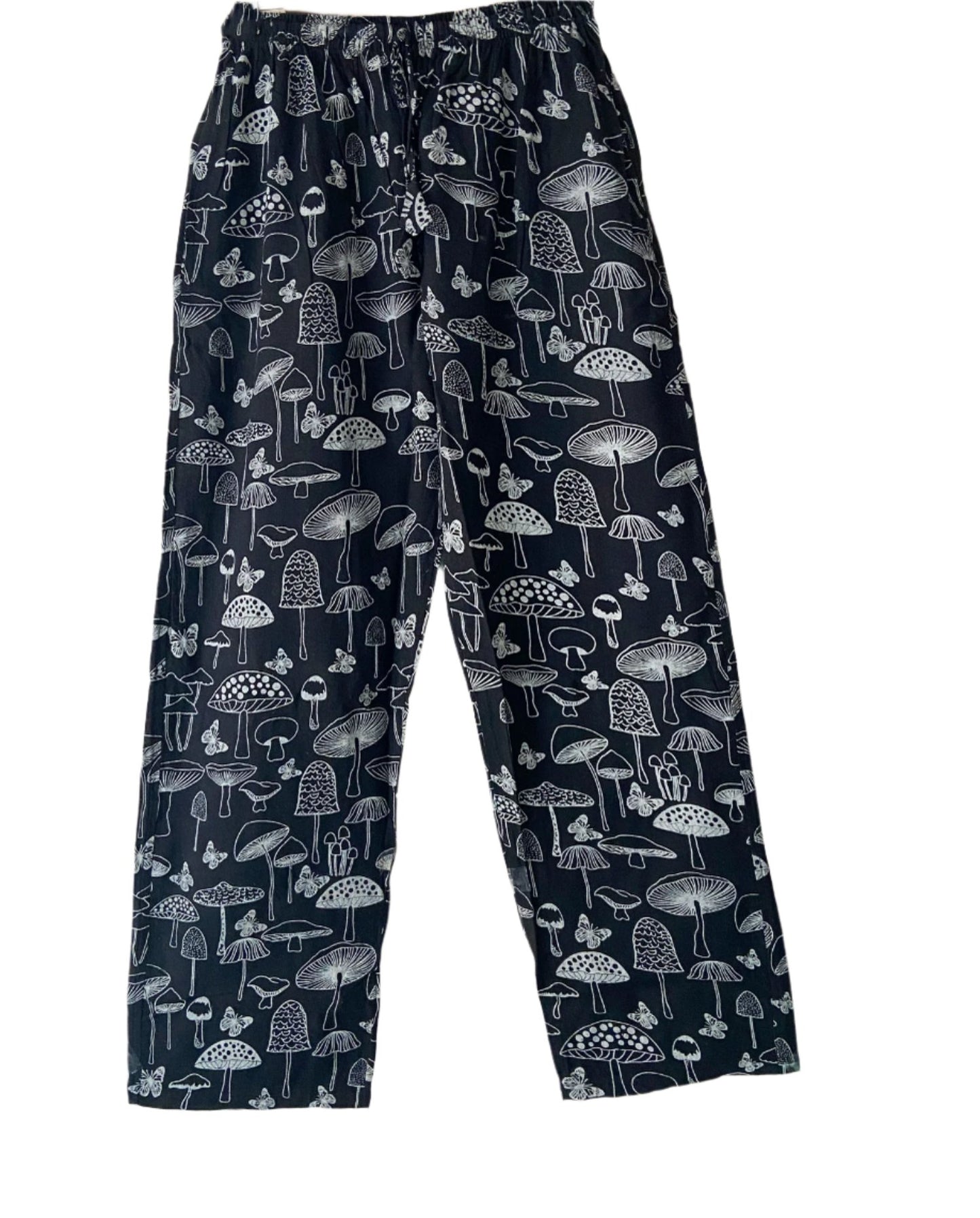 Mushroom Print Cotton Trousers