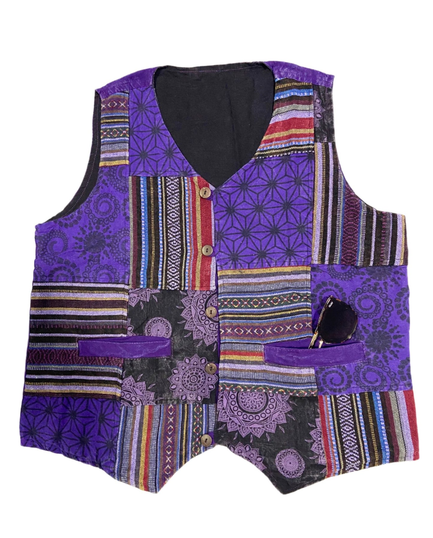 Patchwork Cotton Waist Coat Jackets