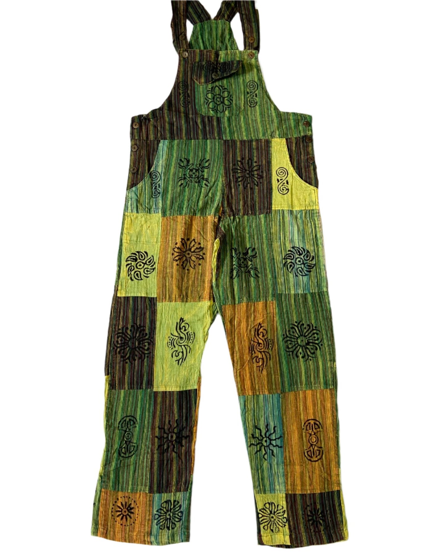 Block Print Patchwork  Overalls Trousers