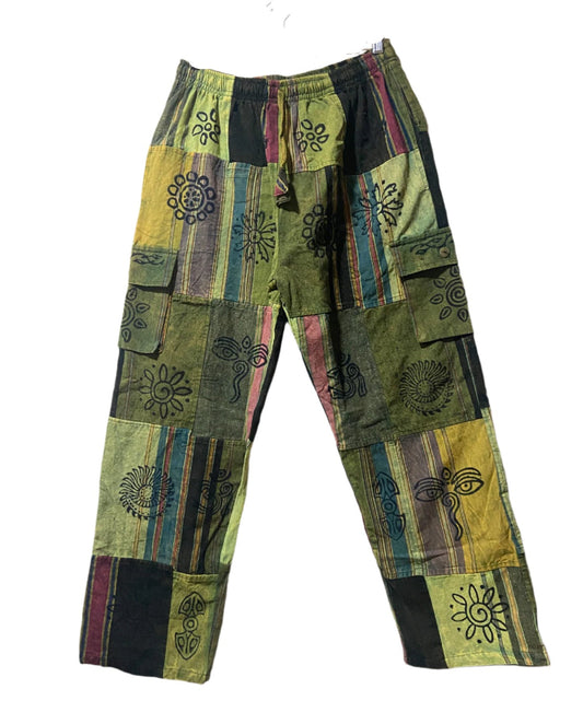 Thick Fabric Cotton Patch Trousers
