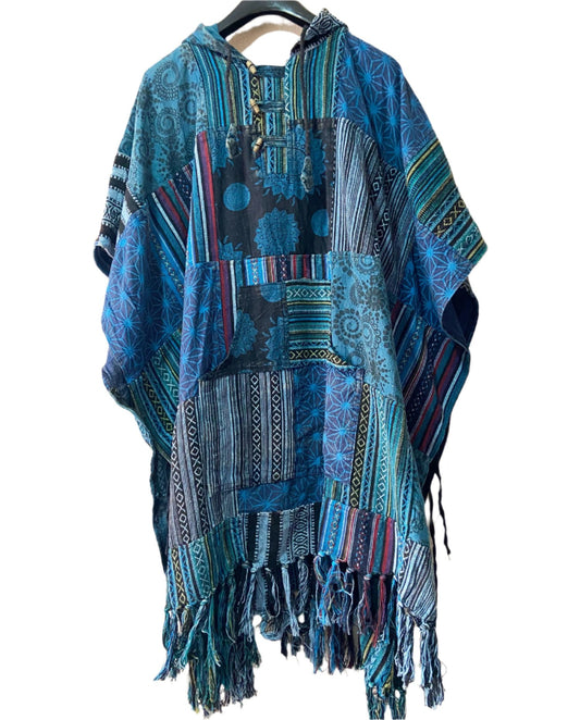 Patchwork Cotton Long Ponchos