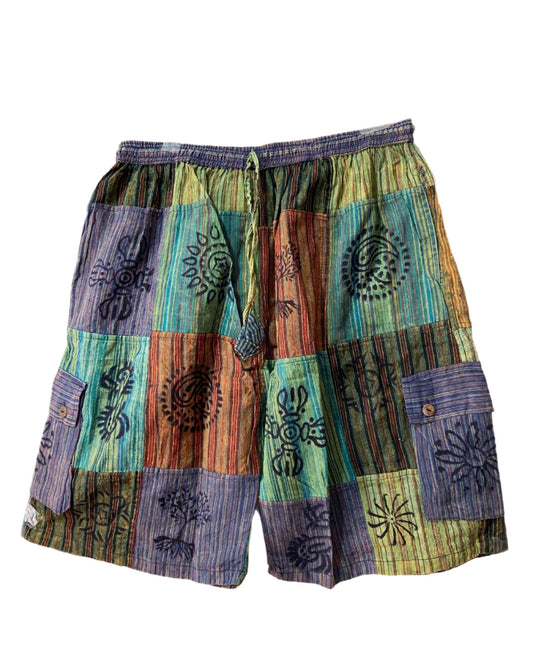 Patchwork  Block Print Cotton Shorts