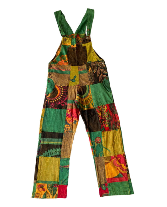 Straight Leg Patchwork Overalls Trousers