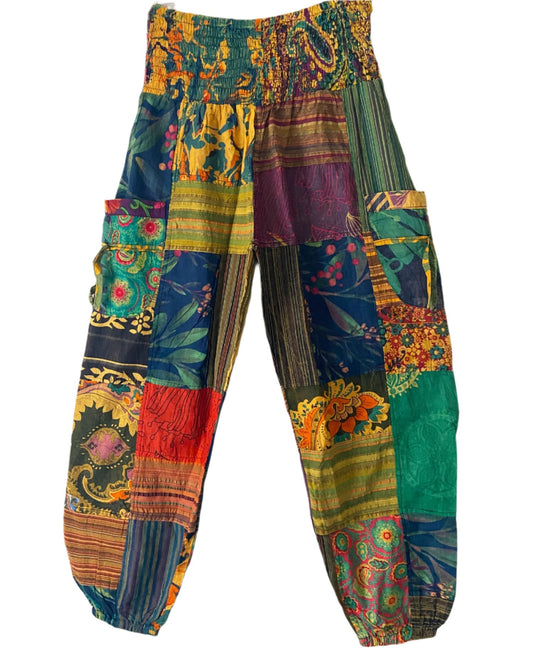 Loose Patchwork Cotton Trousers