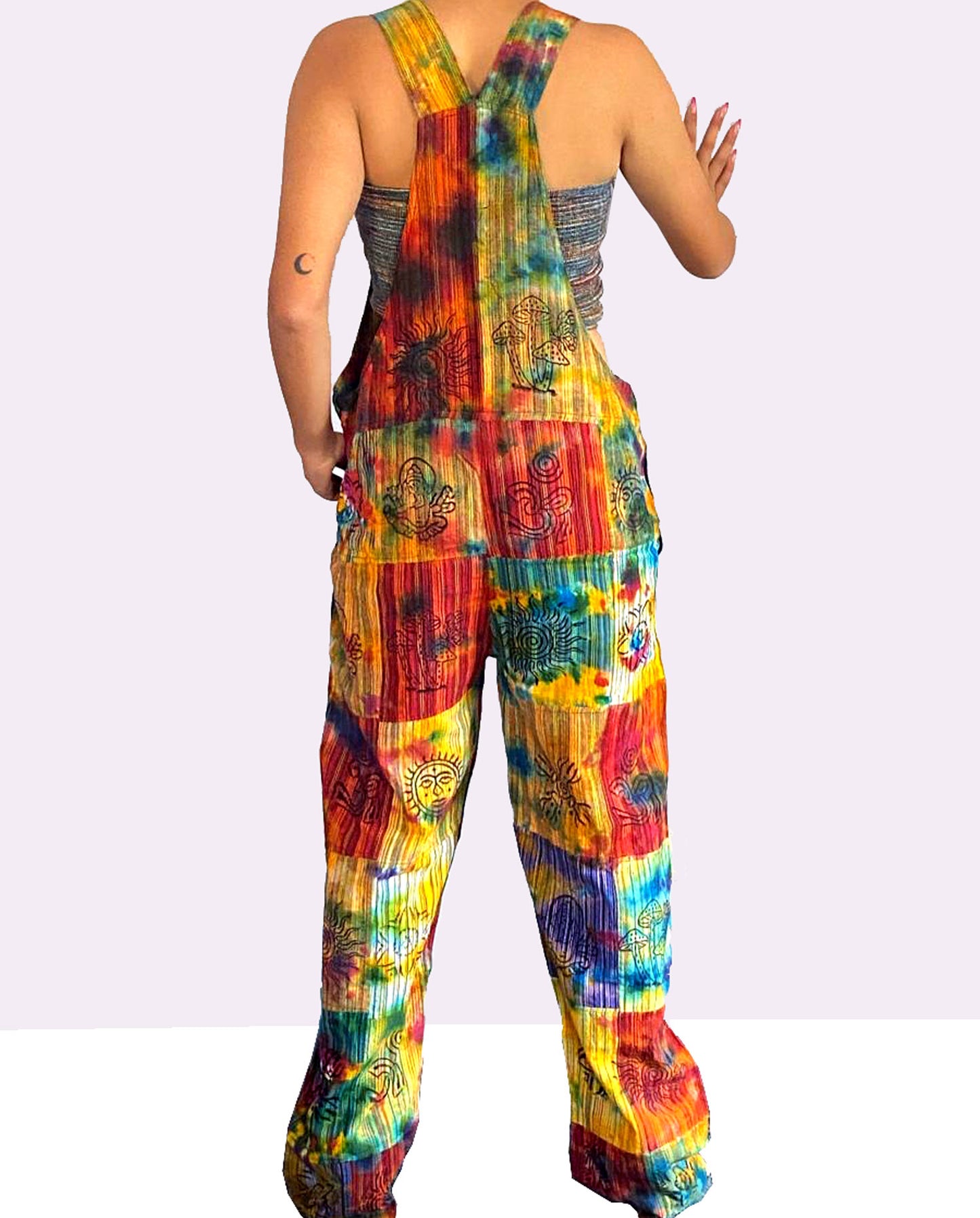 Tie Dyed Cotton Overalls Trousers