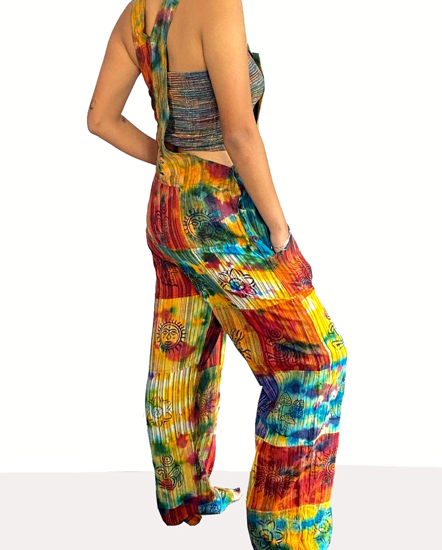 Tie Dyed Cotton Overalls Trousers