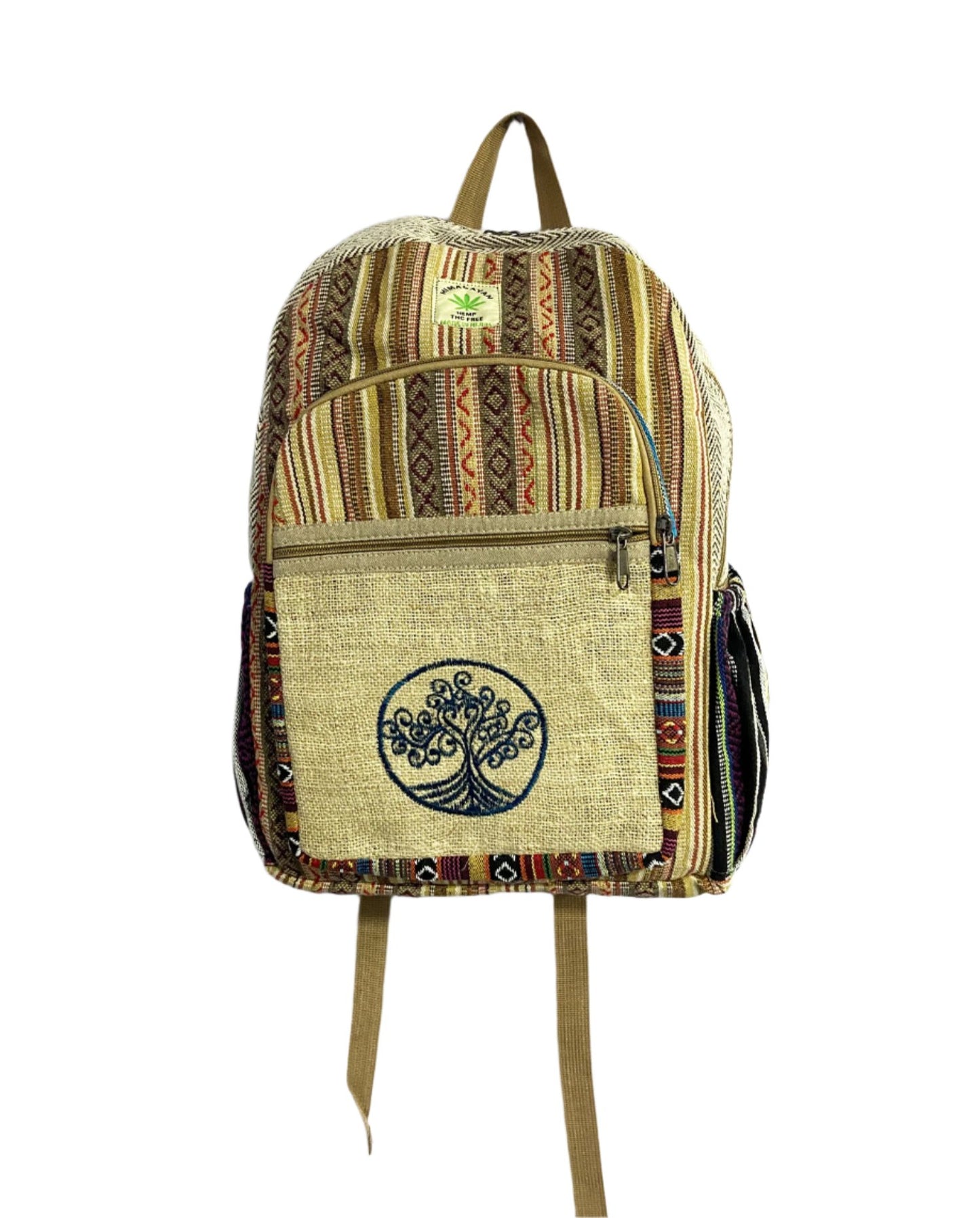 Tree Embroidery Hemp Backpacks