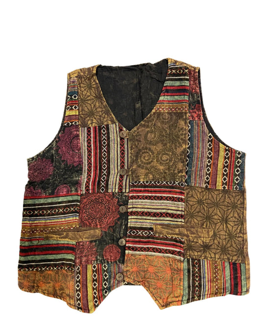 Patchwork Cotton Waist Coat Jackets