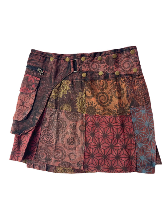 Patchwork Short Cotton Skirts