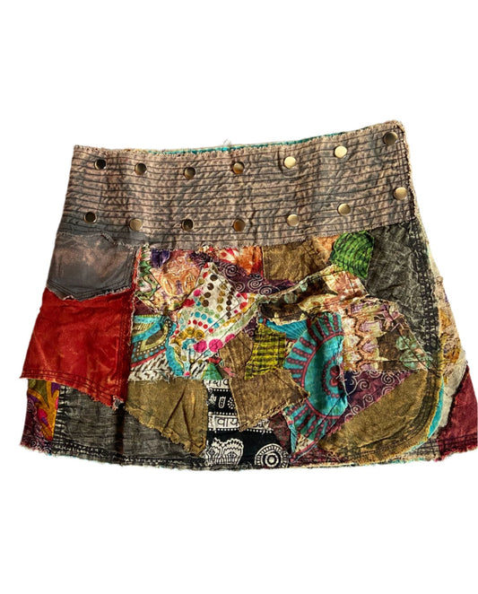 Patchwork Short Cotton Skirts